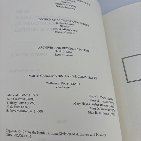 1997 Guide to Research Materials in the North Carolina State Archives Book - Picture 4 of 6